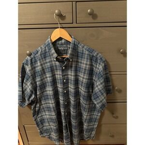 Polo Ralph Lauren Shirt Men's Size Large Blue Plaid Blake Short Sleeve